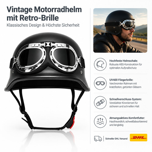 Retro halbschalenhelm - retro,